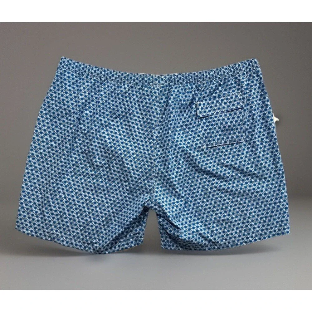 Psycho Bunny Swim Trunk Short Sz 5XL Blue Geometric Pattern Drawstring Lined